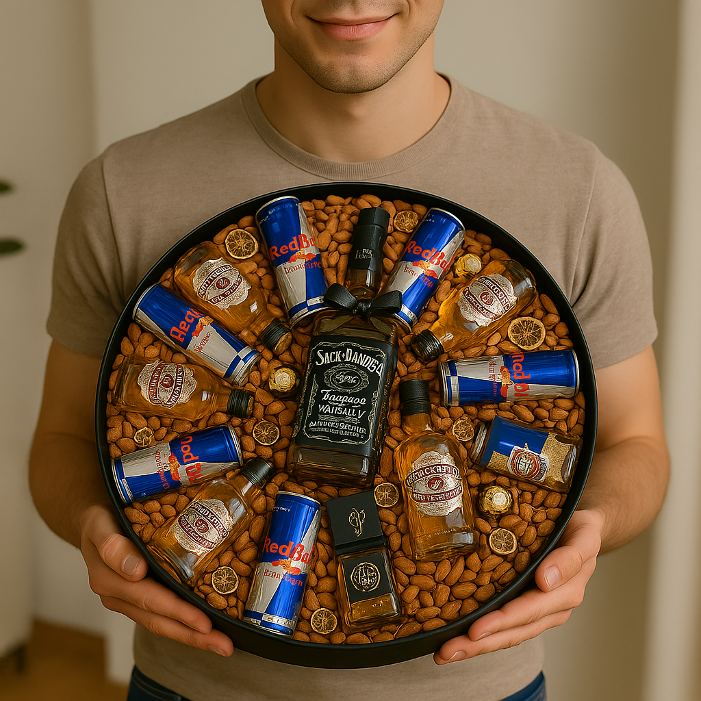 Whiskey, Red Bull & Nut Platter Gift Set