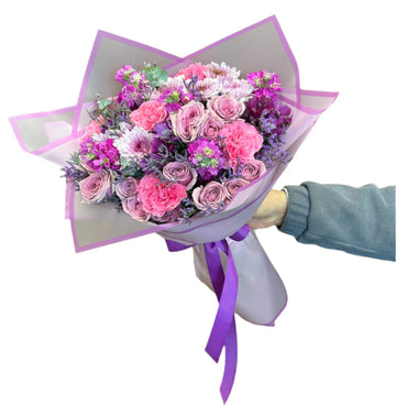 💜 Royal Lavender, Pink Whispers: Lavender Garden Bouquet